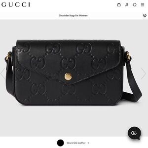 Gucci Black GG Leather Shoulder Bag for Women